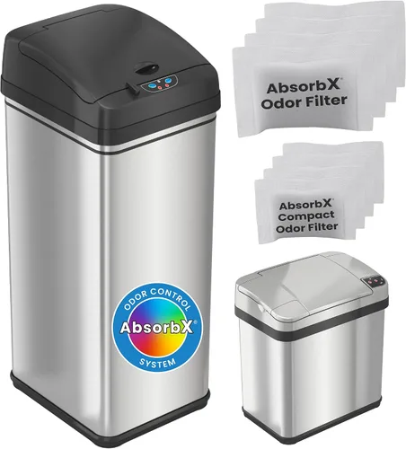 Vista 11 de iTouchless Latas de cocina con sensor automático sin contacto de 13 galones y 2.5 galones con sistema de control de olores, acero inoxidable