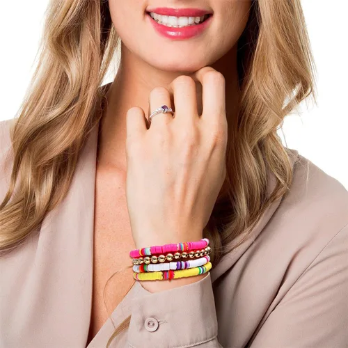 Vista 49 de Surfer Heishi - Pulseras apilables para mujer, apilables, de vinilo arcoíris, disco de arcilla, pulseras elásticas para la amistad, joyería bohemia