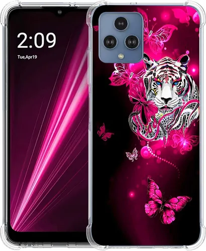 Vista 26 de Revvl 6 5G - Funda protectora de poliuretano termoplástico resistente a los arañazos y a prueba de golpes con diseño de mandala de pavo real