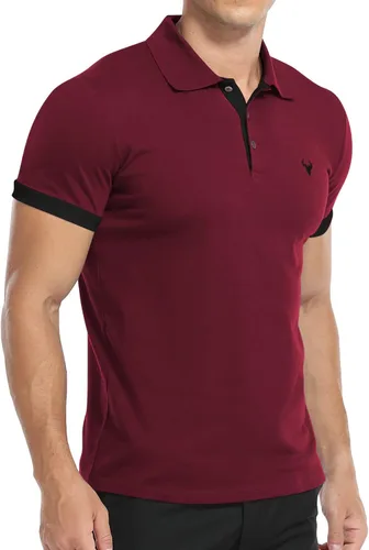 Vista 3 de YTD Camisa polo clásica para hombre, manga corta, ligera, ajustada, casual