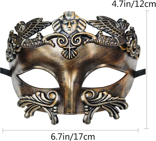 Vista 6 de Máscara de mascarada, máscara de plástico griego romano para fiesta de Halloween