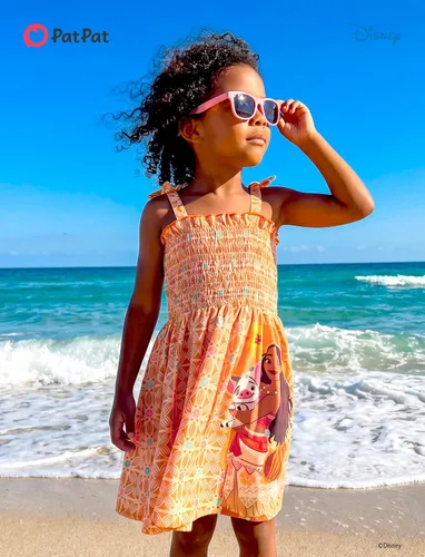Vista 6 de Disney Vestido de princesa Frozen, Elsa, Minnie Stitch, para niña, con lazo, tirantes fruncidos, traje de verano, para fiesta de cumpleaños, 2-9 años