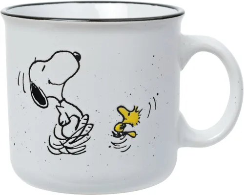 Vista 10 de Silver Buffalo Peanuts Featuring Snoopy Racing Team Finish Line 3D Sculpted Handle Ceramic Mug, 20 Ounces