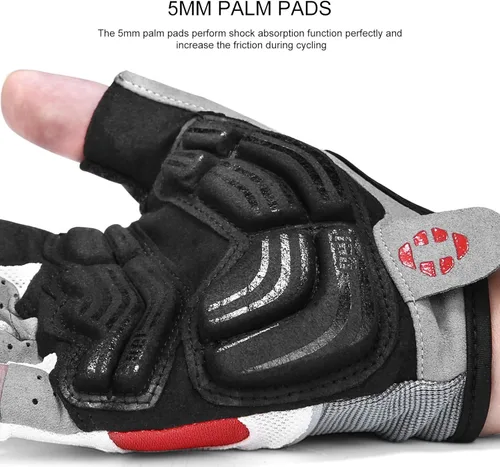 Vista 2 de Inbike - Guantes de ciclismo para hombre, 5 mm 0.19 pulgadas, almohadilla de gel absorbente de golpes, antideslizantes, transpirables