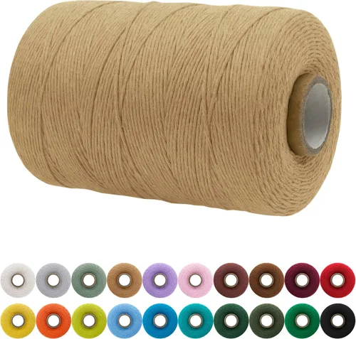 Vista 19 de JeogYong Cordón de macramé de un solo hilo 3 mm x 109 yardas (328 pies) Cuerda de algodón suave Hilo de macramé de 3 mm, suministros de macramé