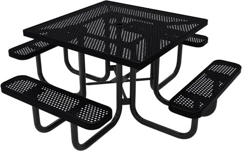 Vista 75 de COATEDOUTDOORFURNITURE Mesa de picnic cuadrada de 46 pulgadas, expandida, color negro