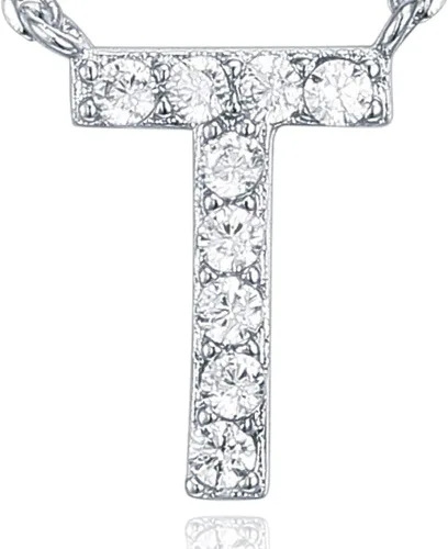 Vista 141 de PAVOI 14K White Gold Plated Cubic Zirconia Initial Necklace Letter Dainty Necklaces for Women