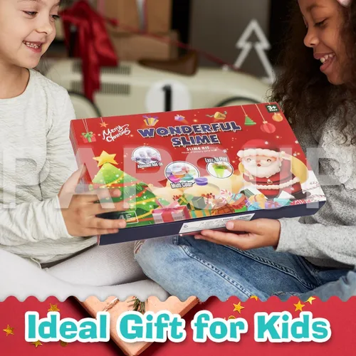 Vista 5 de Calendario de Adviento de Slime de Navidad 2025 para Niños, Set de Regalo Sorpresa de Fiesta de Cristal para Niños, Calendario de Cuenta Regresiva