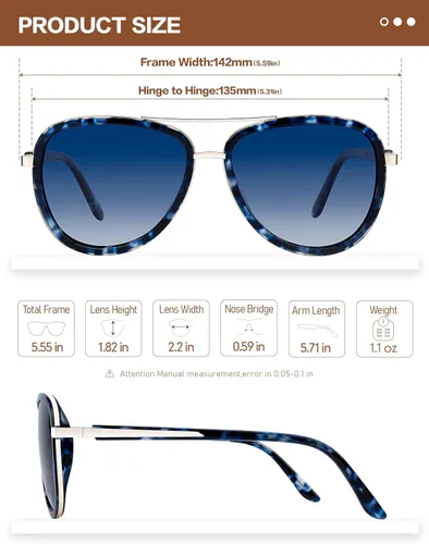 Vista 4 de BIRCEN Gafas de sol polarizadas para mujer con protección UV - Sombras retro espejadas con montura de acetato BC2001
