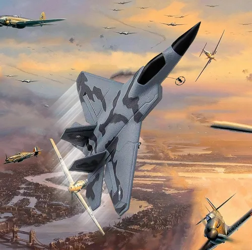 Vista 3 de Foam F-22 RC 2 CH Control remoto Fighter Jet Avión Juguete para adultos, niños y niños, principiantes, fácil listo para volar (camuflaje)