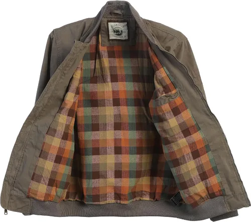 Vista 4 de Gioberti - Chaqueta bomber para hombre, de sarga, 100 % de algodón, con cremallera completa