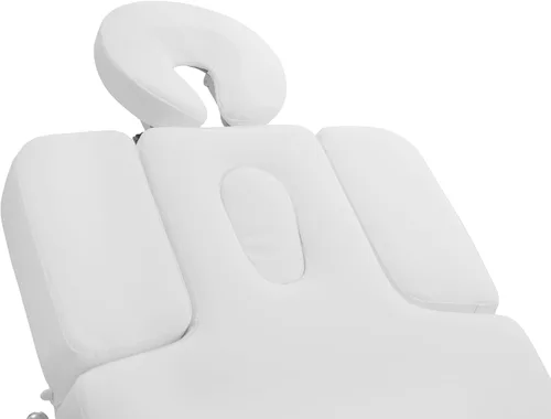 Vista 6 de SKINACT Bale - Mesa de tratamiento de masaje facial eléctrico con 5 motores, iluminación LED, tapicería de PU y base de madera (blanco)