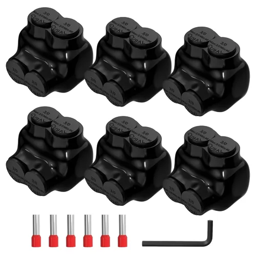 Vista 10 de Joinfworld Conector de Derivación Múltiple Aislado de 2 Puertos 1/0-14 AWG Conectores de Cable de Aluminio a Cobre Conectores de Cable Eléctrico