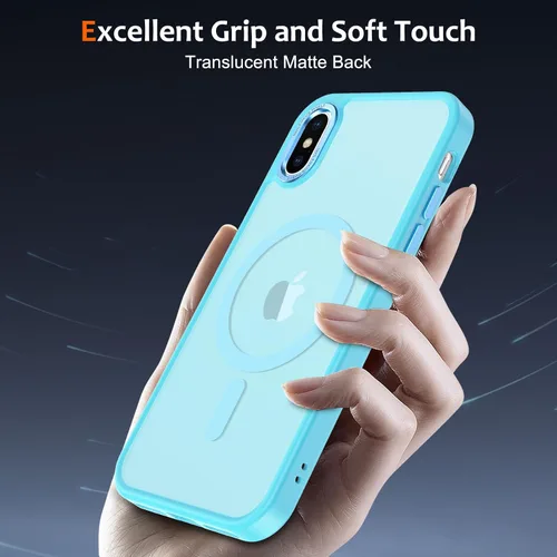 Vista 200 de Anuck - Funda magnética para iPhone 11 compatible con MagSafe, carcasa trasera mate translúcida dura, borde de TPU, delgada, resistente a impactos