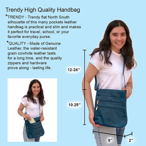 Vista 4 de SILVERFEVER Bolso cruzado grande de cuero para mujer, resistente al agua