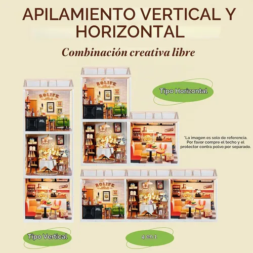 Vista 6 de ROBOTIME Kit de casa en miniatura de bricolaje con plástico, juego de juguete de construcción de casa con LED, kit de fabricación de tienda