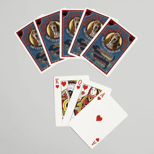 Vista 7 de Lantern Press Cartel vintage de Devil Dog Tavern, Basset Hound (52 cartas de juego, baraja de cartas de tamaño póquer con comodines)