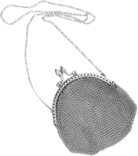 Vista 10 de Bolso de malla vintage para noche, bolso de mano antiguo para baile de graduación, cóctel, fiesta, fiesta brillante