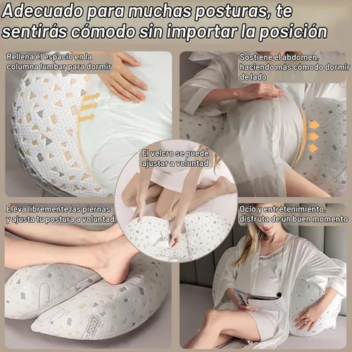 Vista 4 de Almohada de embarazo para dormir, almohada de maternidad con soporte para caderas, espaldas, piernas, almohada de maternidad con funda desmontable