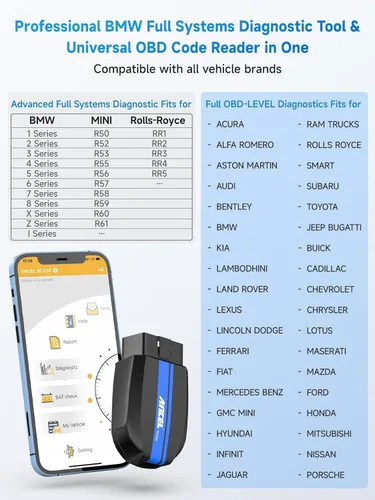 Vista 9 de ANCEL Escáner Bluetooth OBD2 BD300, lector de código de sistema completo y herramienta de diagnóstico para BMW con servicio de registro de batería