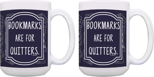 Vista 10 de ThisWear Librarian Gifts Bookmarks are for Quitters Regalos divertidos para lectores, regalo de ratones de biblioteca, taza de café de cerámica