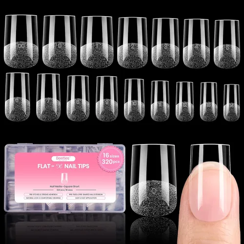 Vista 20 de Beetles - Kit de uñas de gel FlatX, almendra corta, 320 puntas de uñas de 16 tamaños, con pegamento sólido de uñas de 0.5 onzas, removedor