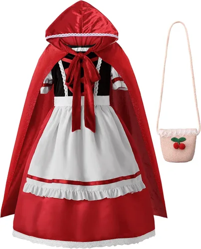 Vista 2 de Disfraz de Halloween para niñas, disfraz de lujo con capa, delantal, bolsa