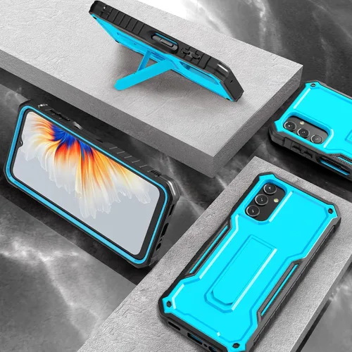 Vista 5 de ExoGuard Funda para Samsung Galaxy A14 5G, funda de goma resistente a prueba de golpes con protector de pantalla para teléfono Samsung A14, soporte