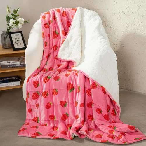 Vista 10 de Aemicion Manta con peso para niños de 7 libras, tamaño individual de 41 x 60 pulgadas, cómoda, suave y esponjosa Sherpa, manta pesada para niños