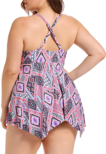 Vista 2 de FlatterMe Trajes de baño con cuello en V para mujer, 2 piezas tankini traje de baño