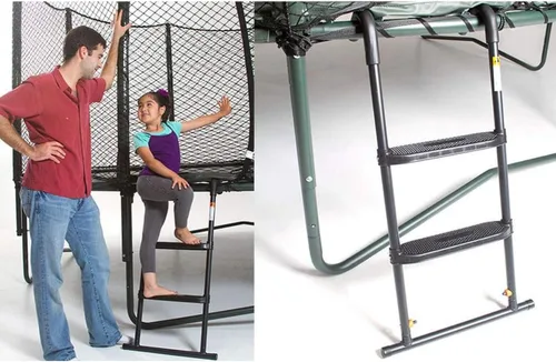 Vista 2 de JumpSport SureStep - Escalera de seguridad para cama elástica de 2 escalones con plataforma extraíble, fácil de colocar, con recubrimiento en polvo