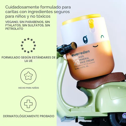 Vista 5 de Evereden Crema facial para niños, 1.7 onzas Loción facial sin fragancia y para niños con SPF 20 Hidratante facial limpio y no tóxico Cuidado