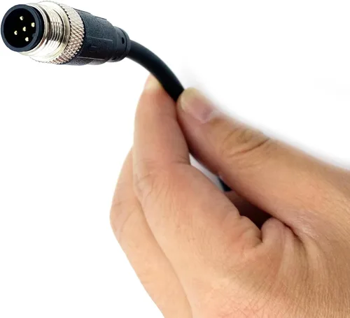 Vista 4 de Cable Conector Macho M12 de 5 Pines, Cable Eléctrico de Enchufe Recto de Aviación Código A de PVC Industrial Moldeado No Blindado 1M AWG22
