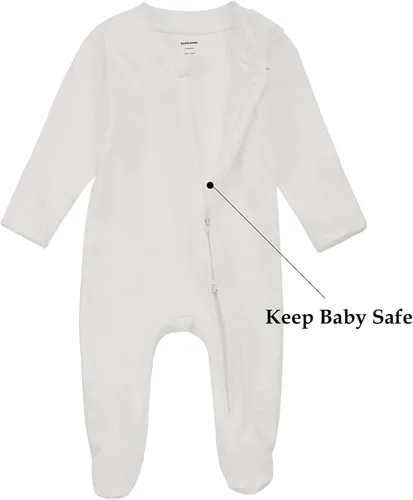 Vista 2 de Aablexema Pijama de algodón orgánico para bebé con mitones para recién nacido con cremallera suave