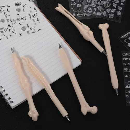 Vista 8 de Bewudy 5 bolígrafos creativos con forma de hueso, de 0.039 in, tinta negra, modelo de hueso, bolígrafo de enfermera, médico, recuerdos de fiesta