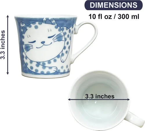 Vista 3 de Taza de cerámica japonesa con caja de regalo, serie de tazas de té Nekochigura, 10 onzas líquidas, taza de café japonesa Yunomi Pottery, taza