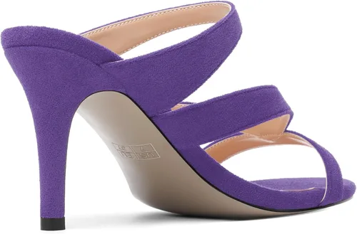 Vista 5 de ROSERWISH Vestido de fiesta sin cordones para mujer, de gamuza, con puntera abierta, tacón alto, sandalias de tacón alto de 3.3 pulgadas
