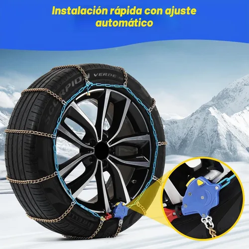 Vista 8 de Cadenas de nieve de ajuste automático para automóviles, SUV y camionetas – Instalación automática de ajuste rápido de 1 minuto, cadenas universales