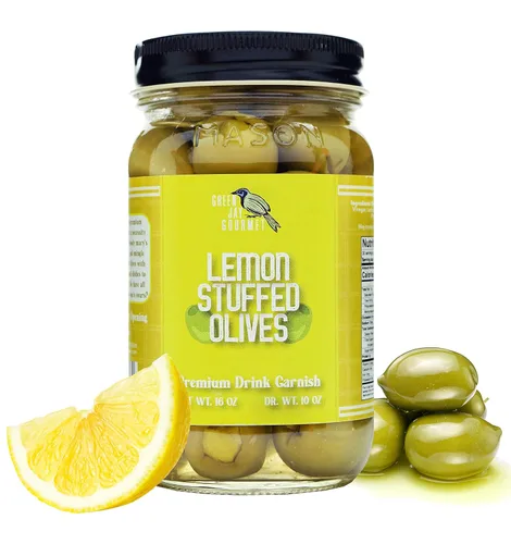 Vista 14 de Green Jay Gourmet Aceitunas Rellenas de Almendra – Aceitunas Verdes Rellenas de Almendra para Decoración de Cócteles y Tabla de Quesos – Aceitunas
