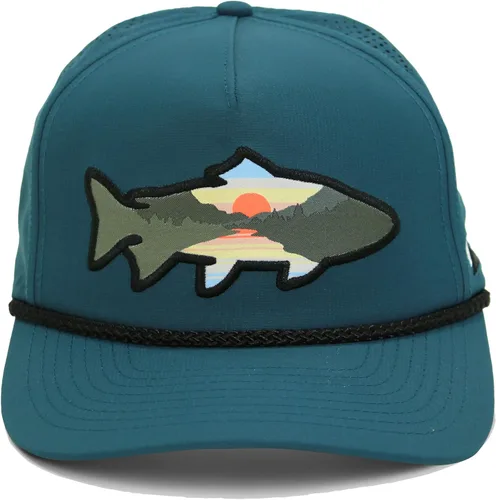 Vista 16 de Paramount Outdoors Sombrero de pesca de trucha al atardecer, diseño de silueta de pez de montaña, sombrero para exteriores con cómodo Snapback
