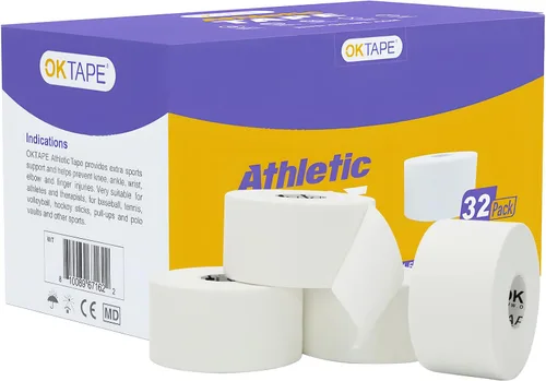 Vista 9 de OK TAPE Cinta deportiva atlética a granel (12 rollos) - Cinta muy fuerte de 180 yardas para atletas y entrenadores deportivos y envoltura