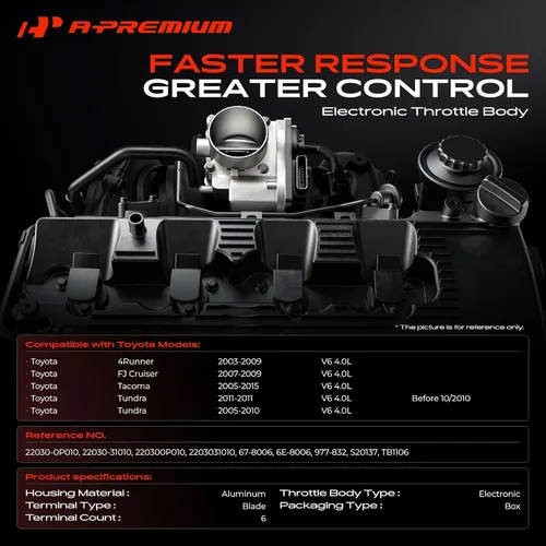 Vista 2 de A-Premium Cuerpo del acelerador electrónico compatible con Toyota 4Runner 03-09, FJ Cruiser 07-09, Tacoma 05-15, Tundra 05-11, V6 4.0L, repuesto #