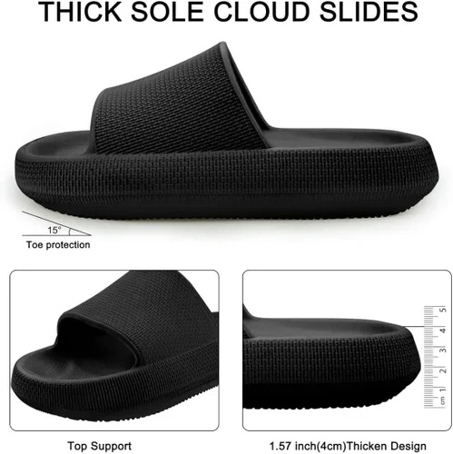 Vista 4 de Cloud Slides For Women and Men, Pillow Slippers Bathroom Slides, EVA Non Slip Thick Sole Platform Shoes