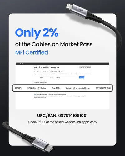 Vista 3 de Cable USB C a Lightning [6.6 pies, paquete de 2 unidades con certificación Apple MFi] Cable de carga de nailon trenzado para iPhone, cables de carga