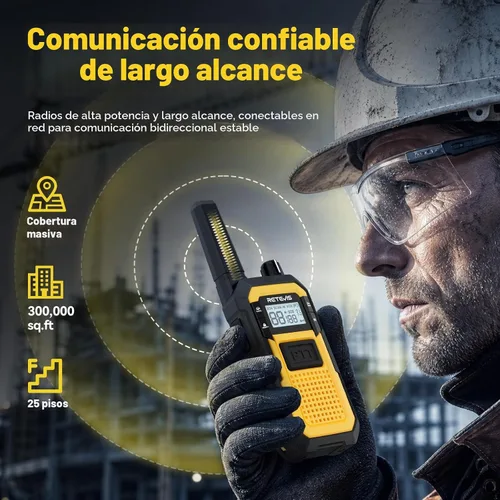 Vista 5 de Retevis RB48 Walkie Talkies avanzados de triple prueba con micrófono de hombro, MIL-STD 810H, VOX, recordatorio de vibración, PTT dual, SOS, NOAA