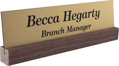 Vista 2 de Placa de identificación de oficina 2x8 - Material de señalización grabado con láser - oro o elegir - Personalizar