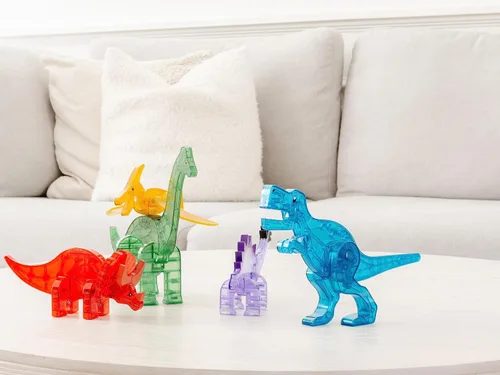 Vista 6 de MAGNA-TILES Dinos - Juego de construcción magnética de 5 piezas, la marca original de construcción magnética