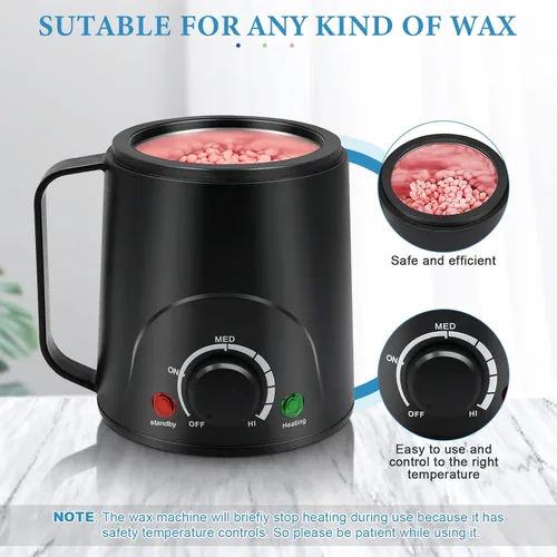 Vista 2 de Pinkiou Kit de depilación con cera para depilación, máquina de cera portátil con granos de cera dura para cabello grueso, bikini, ceja, axila