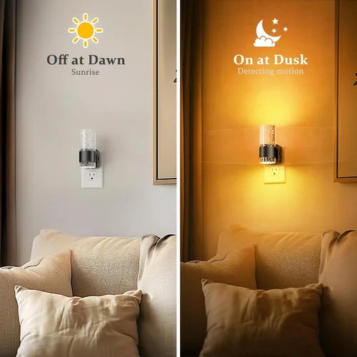 Vista 3 de JandCase Luz nocturna, luces nocturnas automáticas enchufables a la pared, luz nocturna LED regulable con brillo ajustable, luces nocturnas