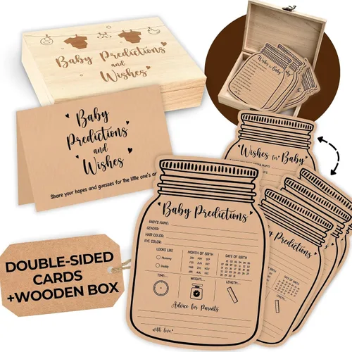 Vista 8 de WOODAMORE Tarjetas de Predicción para Bebé para Decoraciones de Baby Shower - Tarjetas Rústicas de Predicciones de Bebé y Consejos, Tarjetas